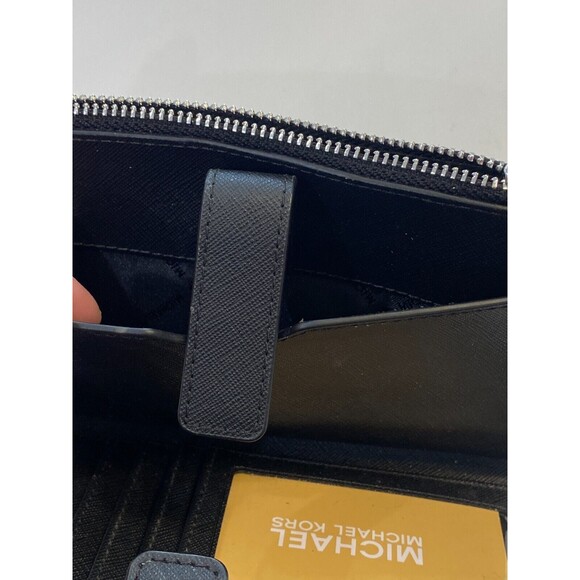 Michael Michael Kors Jet Set Travel Black Double Zip Leather Wristlet NEW $228 - Picture 9 of 13